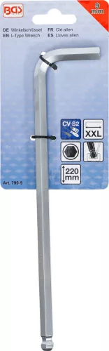 BGS technic Imbusz kulcs, L alakú, 220 mm hosszú, 9 mm (BGS 790-9)
