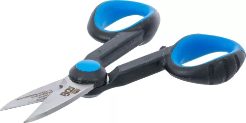 BGS technic Villanyszerelő olló fogazott éllel és vezetékcsupaszító kivágással, rozsdamentes acél, 145 mm (BGS 7963)
