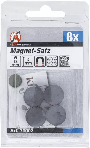 BGS DIY Kerámia mágnes készlet (ferrit mágnes) | Ø 18 mm | 8 darabos (BGS 79903)