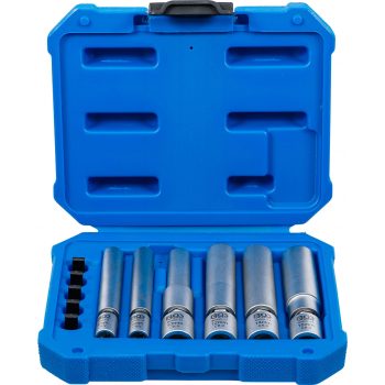   BGS technic Izzó- és gyújtógyertya csuklóbetétkészlete, Belső négyszögletű behajtófej 1/4" / 3/8", 8 - 9 - 10 - 12 - 14 - 16 mm, 11 darabos (80000)