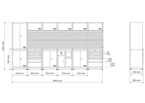 BGS technic Fali egységrendszer | Kompakt | Fa | 6 modul (80130)