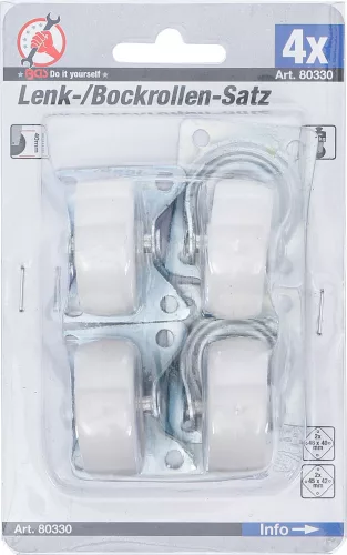 BGS DIY 4 részes görgö készlet (2 körbe forgó + 2 fix), 38mm (BGS 80330)