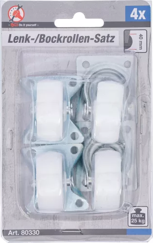 BGS DIY 4 részes görgö készlet (2 körbe forgó + 2 fix), 38mm (BGS 80330)