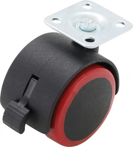 BGS DIY Dupla kerekű, fékes, piros-fekete, önbeálló görgő, 50 mm (BGS 80338)
