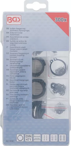 BGS technic Külső Seeger gyűrű készlet 300 részes (BGS 8046)