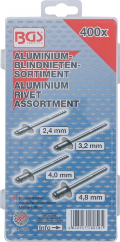 BGS technic 400 részes alumínium szegecs készlet (BGS 8058)