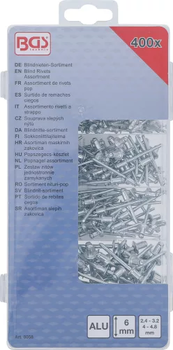 BGS technic 400 részes alumínium szegecs készlet (BGS 8058)
