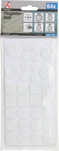 BGS DIY Filc alátét készlet | fehér | 64 darabos (BGS 80701)
