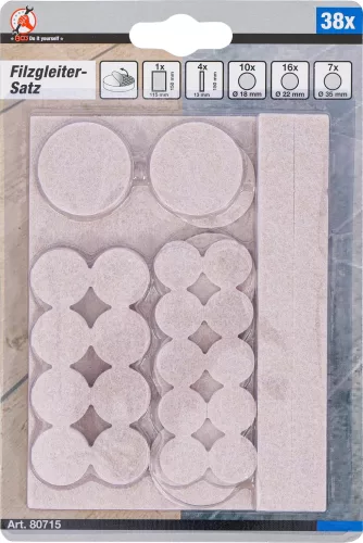 BGS DIY Filc alátét | bézs | 38 darabos (BGS 80715)