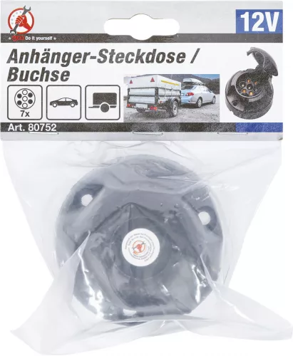 BGS DIY Utánfutó csatlakozó aljzat záró fedéllel, 7 polusú (BGS 80752)