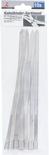 BGS DIY Kábelkötegelő-készlet | rozsdamentes | 7,0 x 200 mm | 10 darabos (BGS 80780)