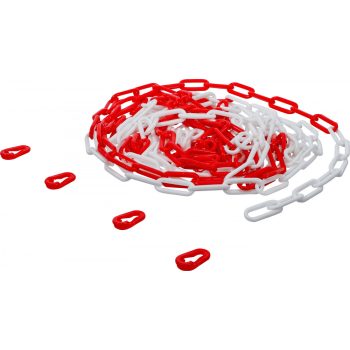   BGS DIY Lánckorlát, piros / fehér, 4 karabiner, műanyag, 7,5 m (80816)