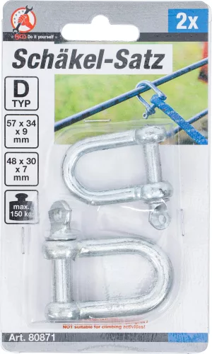 BGS DIY 2 részes D-bilincs készlet, max. 150 kg (BGS 80871)