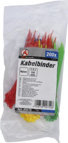 BGS DIY Kábel kötöző színes 200 részes 5 színű (BGS 80875)