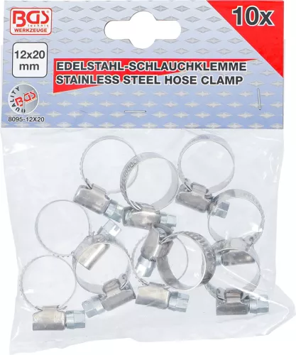 BGS technic Inox csőbilincs, 12x20 mm, 10 darab (BGS 8095-12x20)