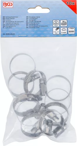 BGS technic Inox csőbilincs, 20x32 mm, 10 darab (BGS 8095-20x32)
