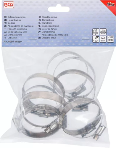 BGS technic Inox csőbilincs, 40x60 mm, 10 darab (BGS 8095-40x60)