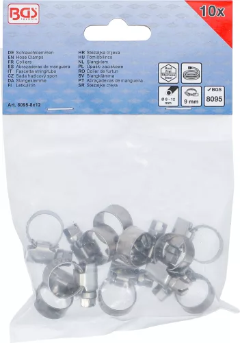 BGS technic Inox csőbilincs, 8x12 mm, 10 darabb (BGS 8095-8x12)