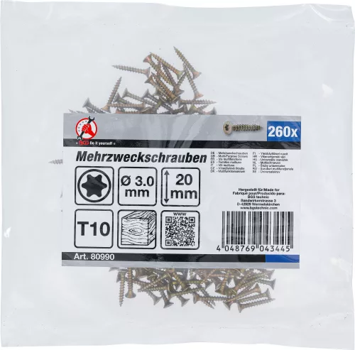BGS DIY 260 db facsavar, 3.0 x 20 mm, Torx T10 fejjel (BGS 80990)