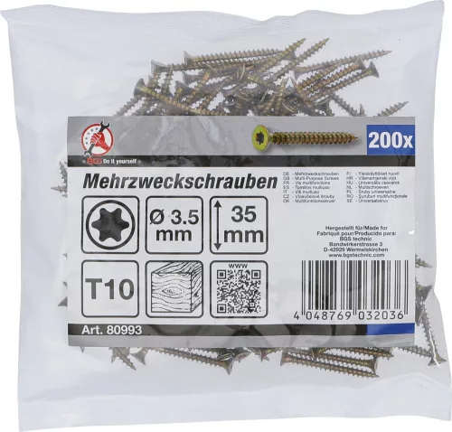 BGS DIY 200 db facsavar, 3.5 x 35 mm, Torx T10 fejjel (BGS 80993)