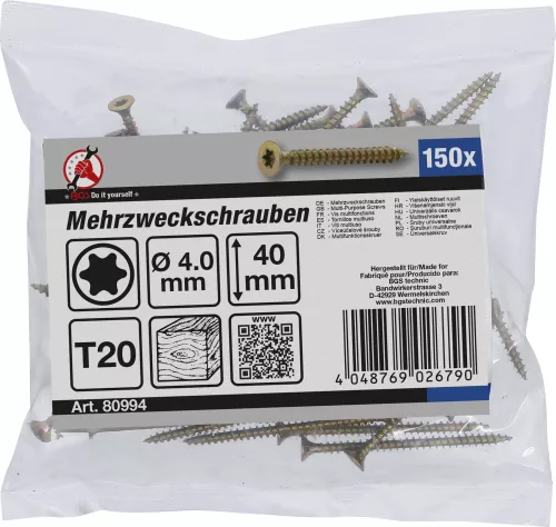 BGS DIY 150 db facsavar, 4.0 x 40 mm, Torx T20 fejjel (BGS 80994)