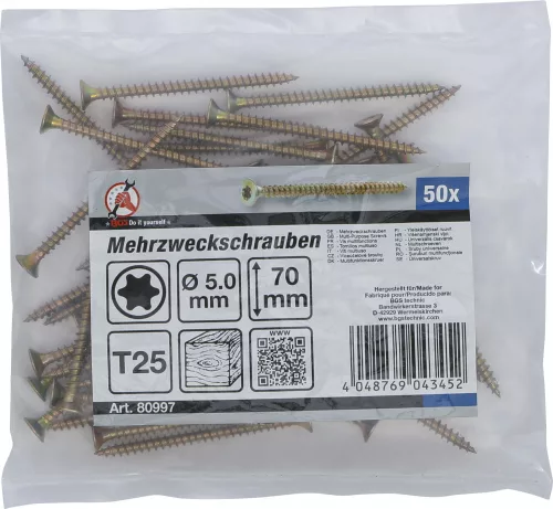 BGS DIY 50 db facsavar, 5.0 x 70 mm, Torx T25 fejjel (BGS 80997)