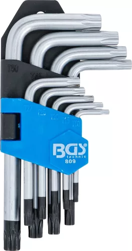 BGS technic 9 részes biztonsági Torx kulcs készlet, fúrt, T10-T50 (BGS 809)