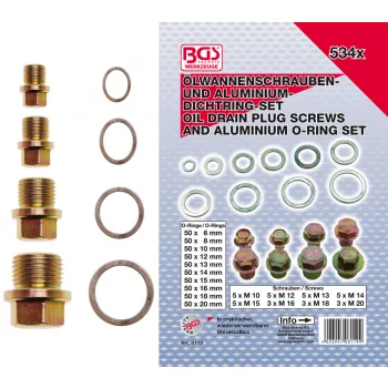   BGS technic Olajleersztő csavar és aluminium O gyűrű készlet 534 r (BGS 8119)