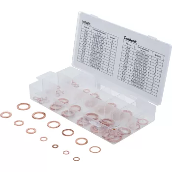   BGS technic 75 db-os réz tömítőgyűrű készlet, metrikus olaj leeresztő csavarhoz (BGS 8132)