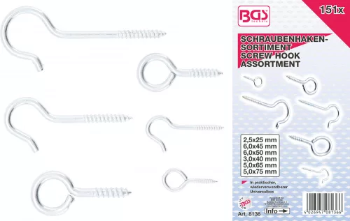 BGS technic Csavaros kampó készlet 151 részes (BGS 8136)