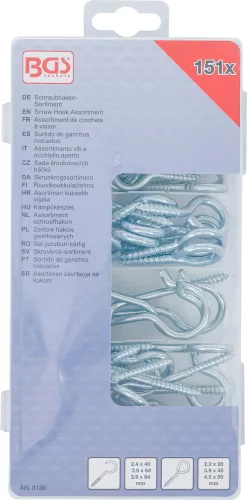 BGS technic Csavaros kampó készlet 151 részes (BGS 8136)