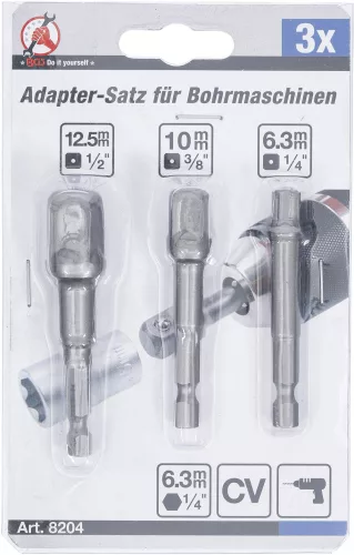 BGS DIY 3 részes adapter készlet fúrókhoz 1/4" - 3/8" - 1/2" (BGS 8204)