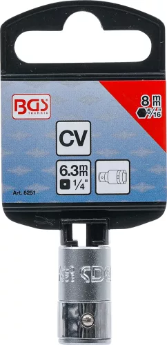 BGS technic 1/4"-os adapter 8mm-es bitekhez, rögzítőgolyós (BGS 8251)