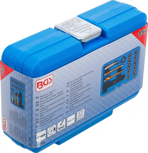 BGS technic Féknyereg menetjavító készlet 15 db-os, M12 x 1.5, VAG (BGS 8408)