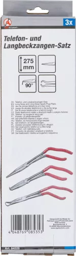 BGS DIY Telefon- és hosszúcsőrű fogó készlet | pisztolymarkolattal | 275 mm | 3 darabos (84528)