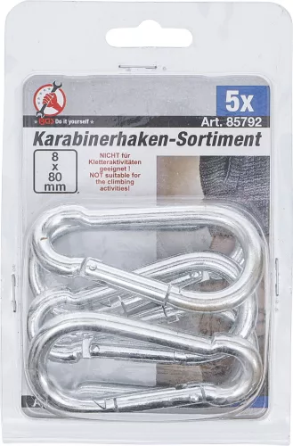 BGS DIY Karabinerhorog-készlet | 80 x 8 mm | 5 db. (BGS 85792)
