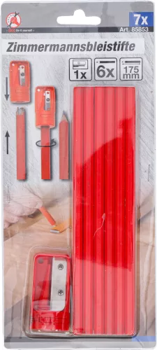 BGS DIY 7 részes asztalos ceruza készlet hegyezővel (BGS 85853)