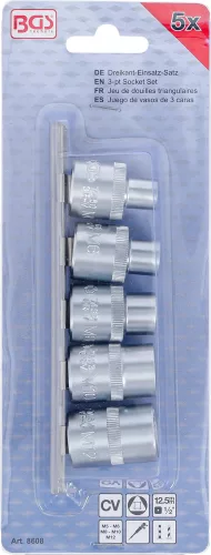 BGS technic 5 darabos Háromszög dugókulcs készlet, M5 - M12 (8 - 16,5 mm) (BGS 8608)