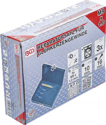 BGS technic Izzítógyertya menetjavító készlet, M9x1.0 (BGS 8648)