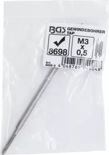 BGS technic Menetfúró szár, M3 x 0.5 x 100 mm hosszú, a BGS 8698 törött izzítógyertya eltávolító készletből (BGS 8698-3)