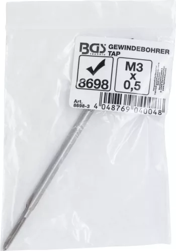 BGS technic Menetfúró szár, M3 x 0.5 x 100 mm hosszú, a BGS 8698 törött izzítógyertya eltávolító készletből (BGS 8698-3)