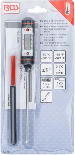 BGS technic Digitális hőmérő rozsdamentes acél érzékelővel (BGS 8714)