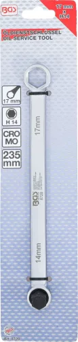 BGS technic Olajszerviz kulcs 17 mm csillagkulccsal és 14 mm imbusz bittel, 235 mm (BGS 8728)