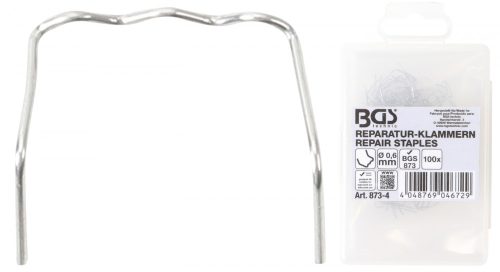 BGS technic Műanyagelem tűzőkapocs készlet | L alakú | Ø 0,6 mm | 100 darabos | a BGS 873 Műanyag javító szetthez (BGS 873-4)