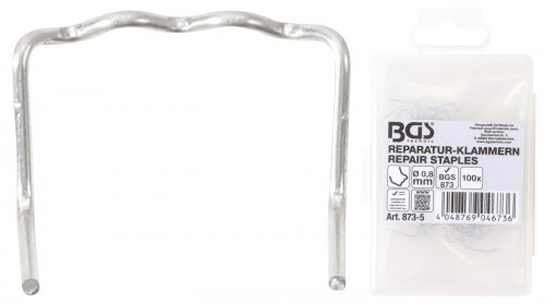 BGS technic Műanyagelem tűzőkapocs készlet | L alakú | Ø 0,8 mm | 100 darabos | a BGS 873 Műanyag javító szetthez (BGS 873-5)