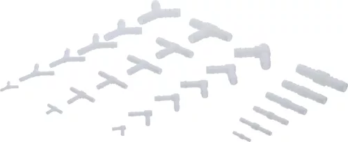 BGS technic Üzemanyagálló tömlőcsatlakozó és csőelosztó készlet, egyenes, T, Y, könyök, 3–12 mm, 100 részes (BGS 8790)
