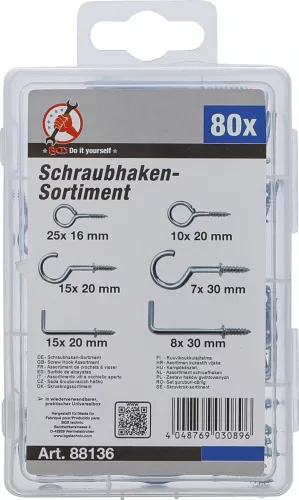 BGS DIY 80 részes kampó és horog csavar készlet (BGS 88136)