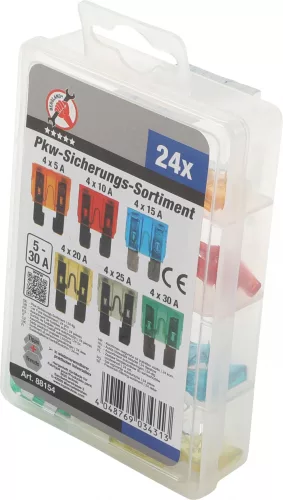 BGS DIY 24 darabos biztosíték készlet autókhoz (BGS 88154)
