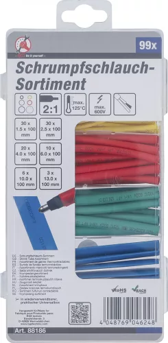 BGS DIY Zsugorcső készlet | színes | 99 darabos (BGS 88186)