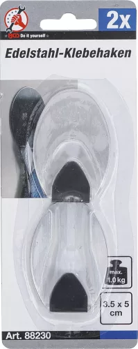 BGS DIY 2 részes rozsdamentes akasztó készlet, teherbírás max. 1 kg (BGS 88230)
